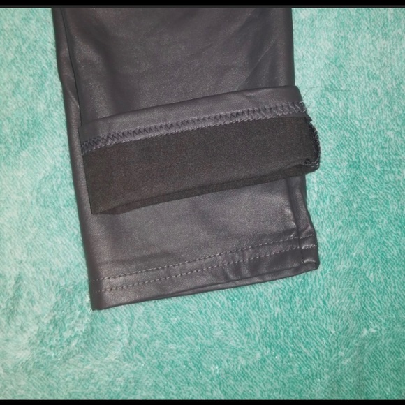 New Black Faux Vegan Leather Leggings High Waist Tummy Control Sexy - Picture 6 of 6